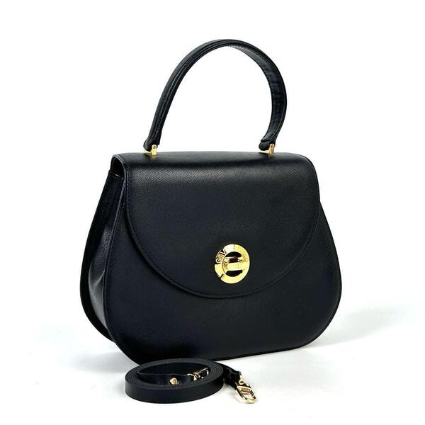 美品■GIVENCHY ジバンシィ ジバンシー ハンドバッグ 4G 2WAY ショルダーバッグ クロスボディ 肩掛け 斜め掛け 黒 レザー ゴールド金具