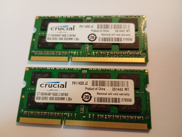Crucial白 ④ 【低電圧】 合計16GB(8GB×2枚) PC3L-12800S 揃いペア 中級者向け 1443