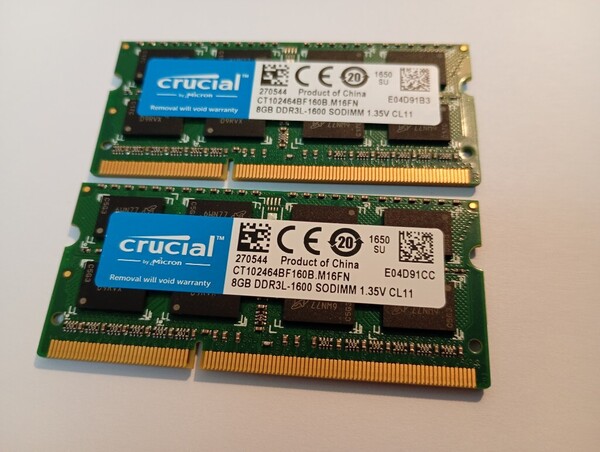 Crucial青 ⑤ 【低電圧】 合計16GB(8GB×2枚) PC3L-12800S 揃いペア 中級者向け 1650