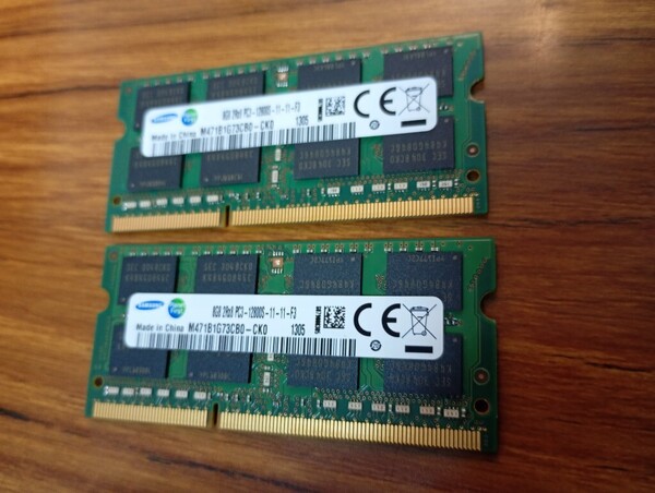 【1.5v】 合計16GB(8GB×2枚) PC3-12800S Samsung純正 揃いペア 管1305
