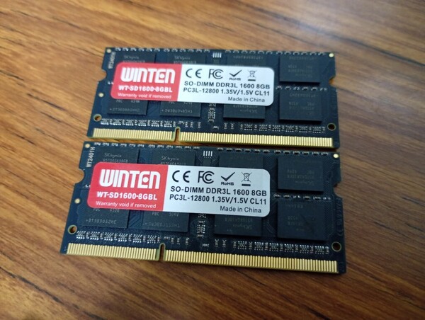 Winten 【低電圧】 合計16GB(8GB×2枚) PC3L-12800S SK chip ほぼ揃いペア 1306-2012