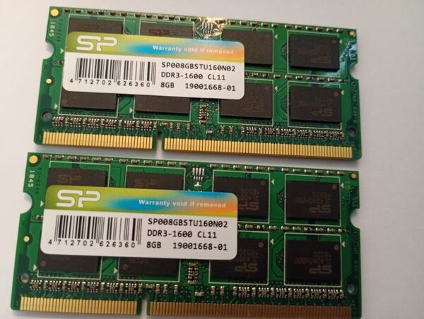 【1.5v】 合計16GB(8GB×2枚) PC3-12800S シリコンパワー純正 揃いペア 管1900
