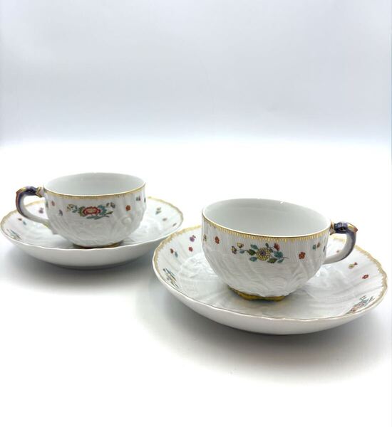 未使用保管品 MEISSEN マイセン スワンサービス スワンレイク カップ&ソーサー 2客 ペア