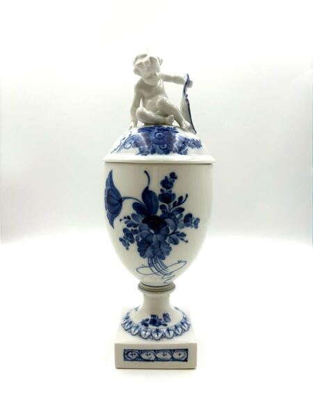 【美品】ROYAL COPENHAGEN ロイヤルコペンハーゲン ブルーフラワー 蓋付 ポプリポット 天使 エンジェル フィギュリン
