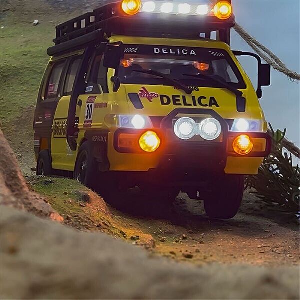 バッテリー2本 JXC5813B 1/24 4WD RCミニバン LED付き RTRバージョン イエロー wpl D12 D42 トラック デリカ 比例制御 ラジコンクローラー
