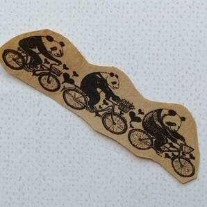 1112 パンダ 自転車 飾り線 はんこ ハンコ ヴィンテージ アンティーク スタンプ ゴム印 ラバースタンプ イラスト 熊猫 デコ サイクリング