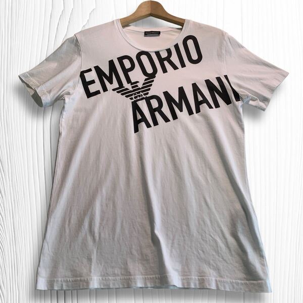 EMPORIO ARMANI 白 Tシャツ ビッグロゴ 半袖 Mサイズ クルーネック カットソー