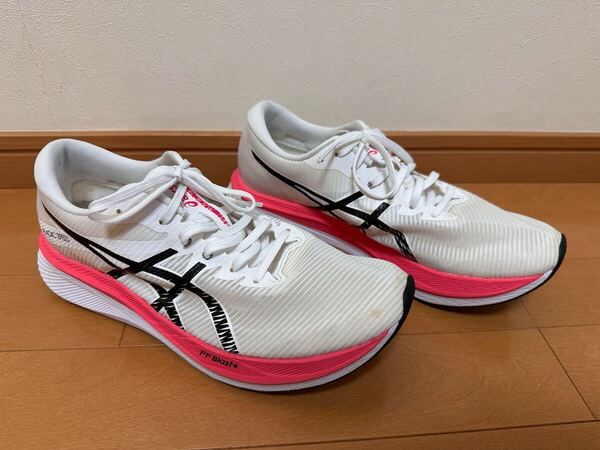【美品】ASICS MAGIC SPEED3 27.5cm ホワイト×ピンク系 マジックスピード ランニングシューズ