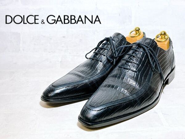 イタリア製【極美品】DOLCE & GABBANA ドルガバ 高級 ビジネス ドレスシューズ 本革 レザー 黒 40(約25cm)
