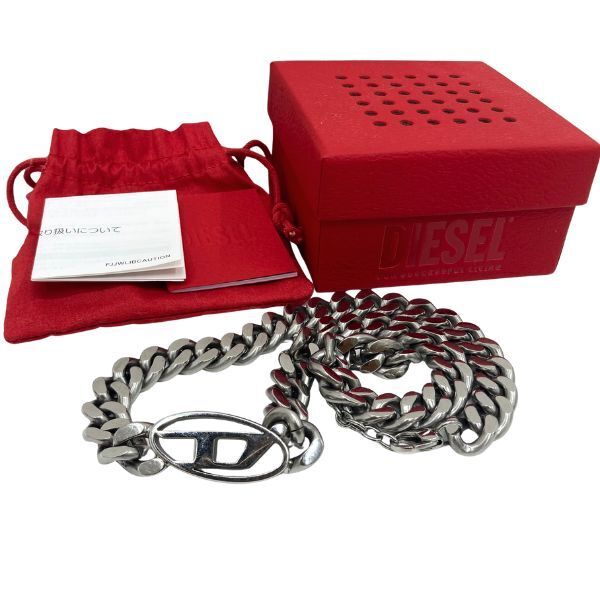 【即決】 ディーゼル DIESEL Oval D カーブ チェーン ネックレス DX1433 アクセサリー ステンレス ユニセックス 箱付き 美品