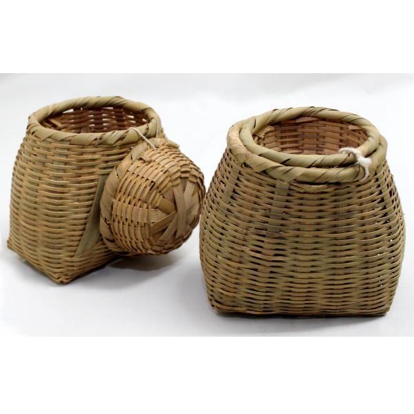 2個セット 竹ビク ミニ 竹魚籠 レトロ アンティーク [TI]