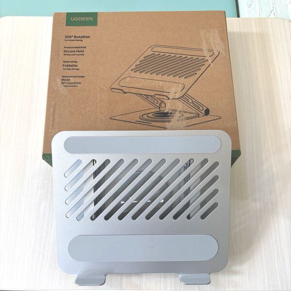 UGREEN ノートPCスタンド 360度回転 耐荷重5KG 折りたたみ式 安定性 効率向上 放熱性高い 高さ/角度調整可能 アルミ製(17.3インチまで対応)
