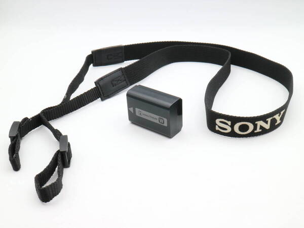 【純正・動作確認済】L1679 SONY α カメラストラップ&バッテリーパック NP-FW50 リチウムイオン電池 コンデジ ソニー アルファ