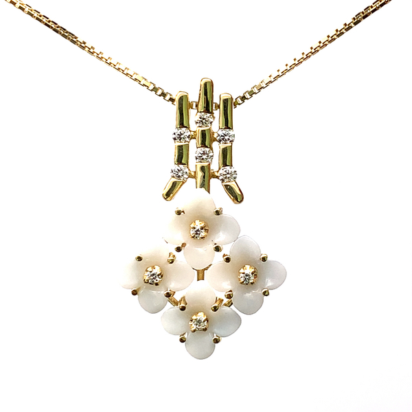 21628 サンゴ ダイヤモンド ネックレス ペンダントトップ 18K イエローゴールド 45cm 5.4g