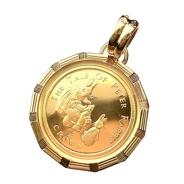 22826 ピーターラビット金貨 ジブラルタル エリザベス女王 1/25オンス 1994年 4.3g K18/24 純金 ガラス付き ジュエリーマキ