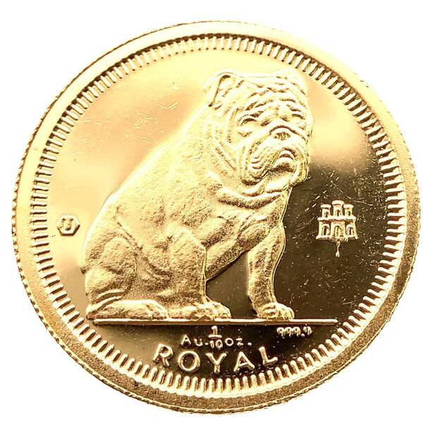 22988 犬金貨 ジブラルタル エリザベス女王二世 1/10オンス 1996年 24金 純金 3.1g イエローゴールド コイン GOLD