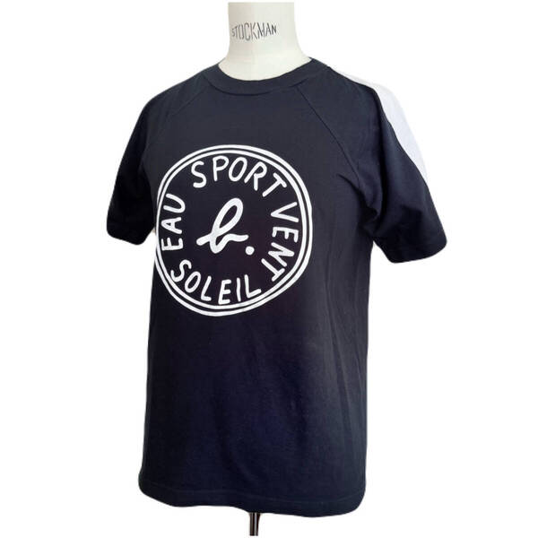 ★ アニエスベー SPORT b. by agns b. agnes b. ブラック ホワイト モノトーン ビッグ ロゴ 半袖 Tシャツ Sサイズ 日本製 Y2K★