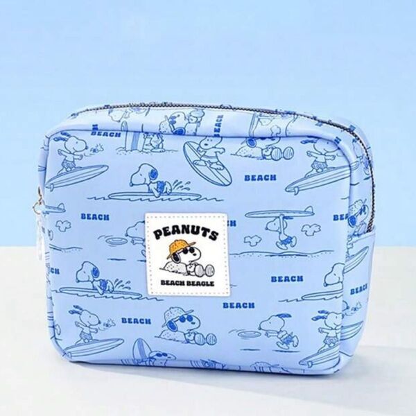 スヌーピー peanuts ポーチ 化粧ポーチ オムツポーチ ブルー サーフ 小物入れ おむつポーチ