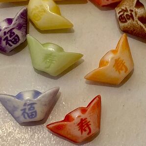 縁起物 「寿」「福」文字入りビーズ 約150個 まとめ売り マルチカラーまとめて