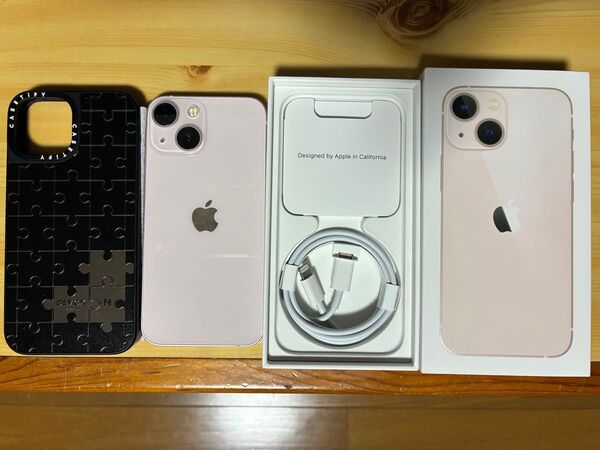 【中古美品】iPhone13mini ピンク 本体 箱 充電ケーブル セット おまけCASETiFY MagSafe対応ケース
