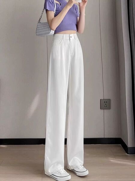 白 ワイドパンツ レディース ホワイト ボトムス ズボン
