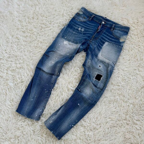 美品 DSQUARED2 ディースクエアード タイディーバイカージーンズ デニムパンツ ダメージ加工 ペイント加工 ジーパン