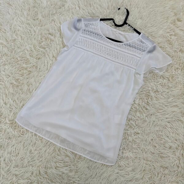 極美品 ANAYI アナイ ドッキングブラウス ホワイト 半袖 Mサイズ カットソー 白 Tシャツ トップス