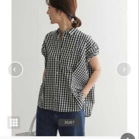 アーバンリサーチドアーズ ギンガムチェック タックシャツ М 半袖 タックプルオーバー