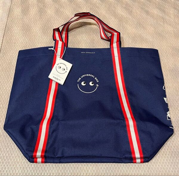 アニヤハインドマーチ 明治屋 UNIVERSAL BAG エコバッグ ネイビー レッドトートバッグ ユニバーサルバッグ