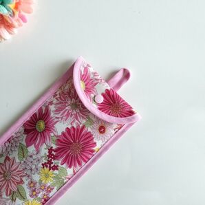 ループ付き27桁用そろばんケース エレガントフラワー ピンク