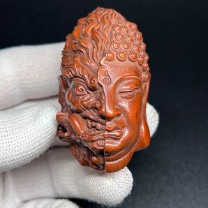 古美術 黄楊木 拓植 仏教美術 細工彫 お守り 根付け 一念の間 手持物