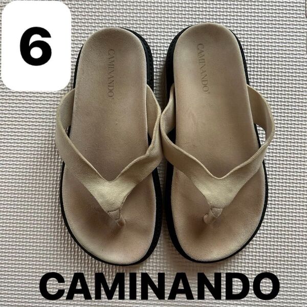 CAMINANDO スエード トング サンダル 6 ベージュ系 カミナンド 23〜23.5cm位