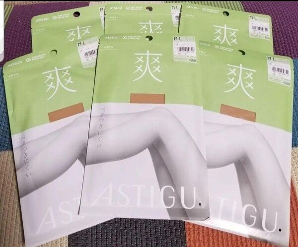 ATUGI アツギ 爽 M-L ストッキング パンスト 6足セット 新品 ベタつきにくくサラサラ 定価3960円 ヌーディベージュ