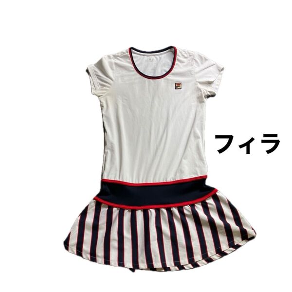 FILA テニスウェアレディース M サイズ テニスウェアワンピース フィラ 白 テニスウェア夏用