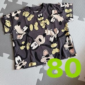 【美品】グーフィー 半袖Tシャツ 総柄 ディズニー 80 ベビー服 ベビー半袖