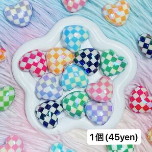 カスタムボールペン ペンビーズ チェック柄ハートビーズ 【1個/45yen】