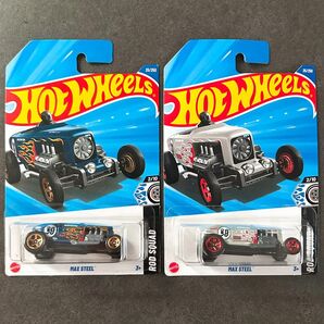 【新品未開封】ホットウィール マックススチール フレイムス ブルー & グレー 2台 セット