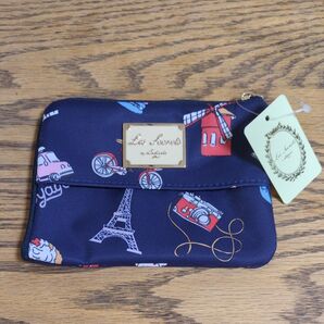 タイムセール 未使用 レシークレット ラデュレ Les Secrets by Ladure ティッシュケース ポーチ ネイビー 紺