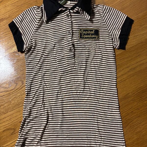 ボーダー柄ポロシャツ ブラウン