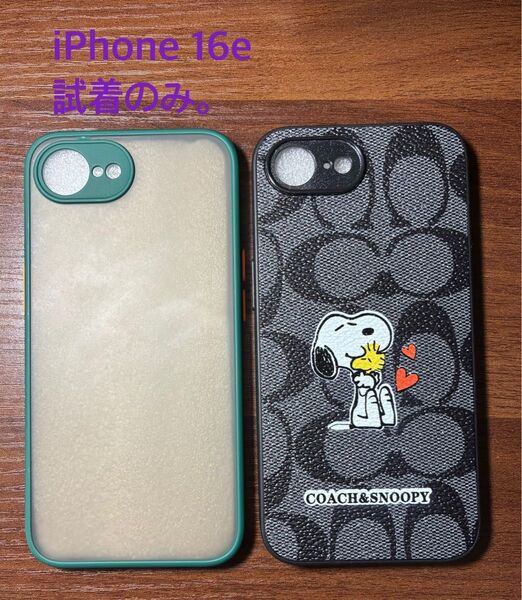 開封試着のみiPhone16eCOACH & SNOOPYケース+半透明ケース(Green)