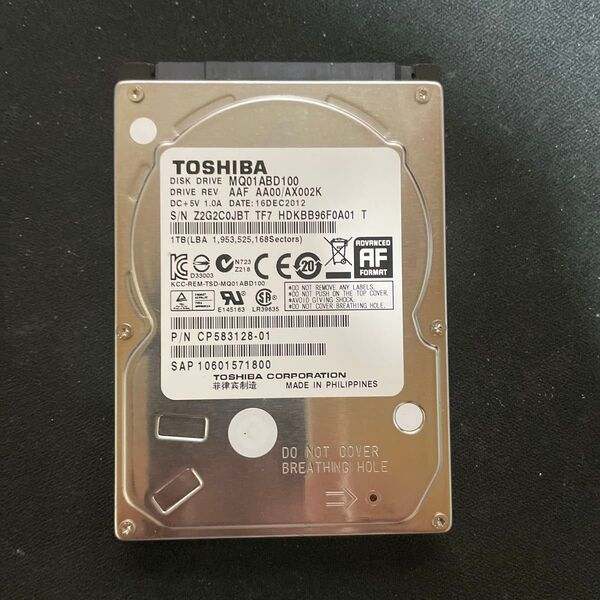 TOSHIBA MQ01ABD100 1TB HDD