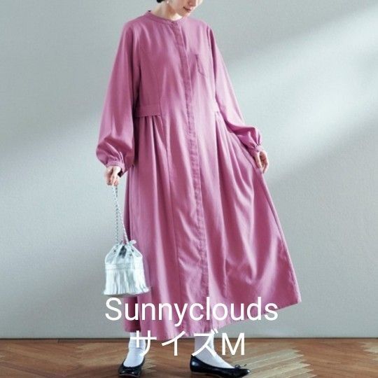 Sunnyclouds サニークラウズ 華やぎワンピース リネン混 ピンク M