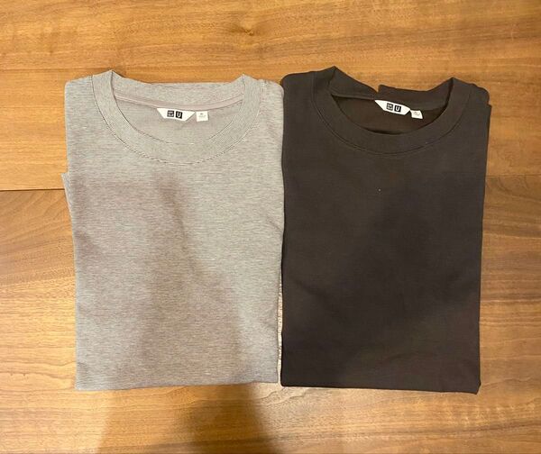 エアリズムコットンオーバーサイズTシャツ/5分袖 ピンボーダー2色