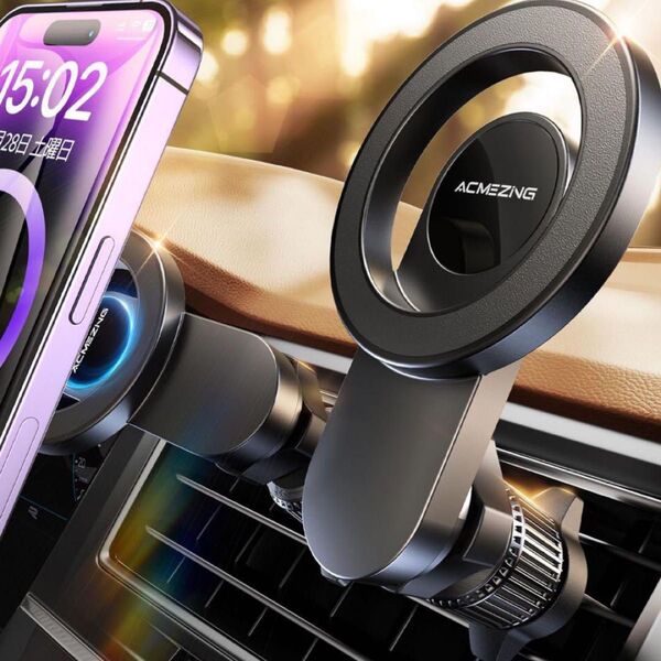 スマホホルダー 車 マグネット 超強磁力 エアコン 吹き出し口 車用品 黒