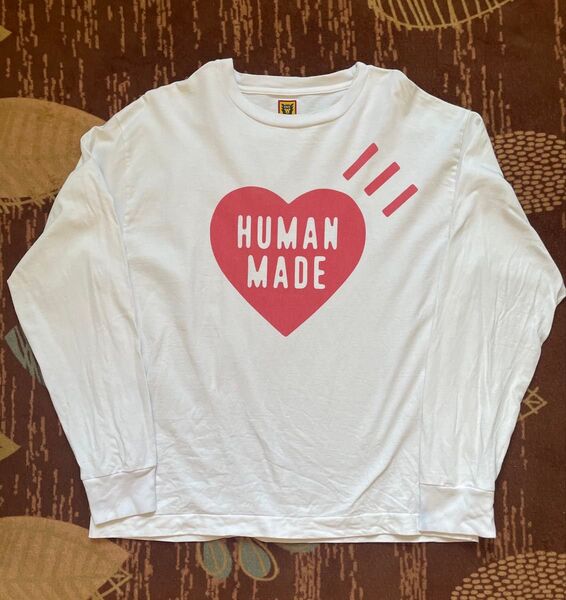 美品【HUMAN MADE】ハートプリント tシャツ 長袖 サイズL 3月5日