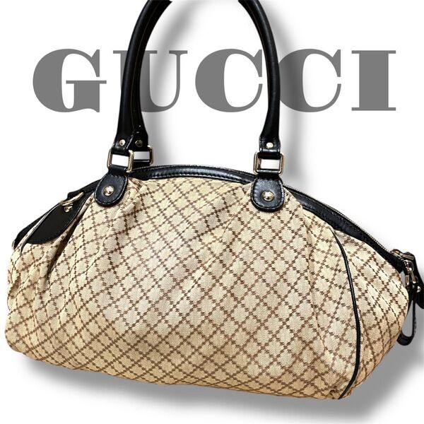 GUCCI グッチ ディアマンテ アビー オールドグッチ ハンドバッグ 肩掛け トートバッグ レザー キャンバス 肩掛け