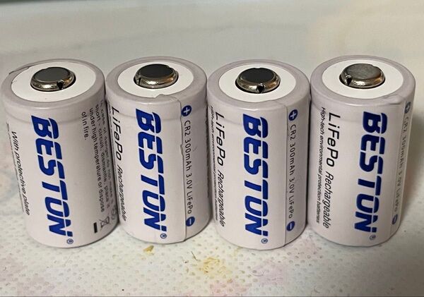 CR2 充電池 4本セット リン酸鉄リチウムイオン電池 充電式 300mAh 3V 3.0v 繰り返し使える