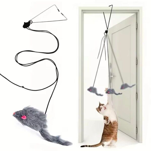 新品 猫 おもちゃ ドアハンガー ストレス解消 ペット用 ねこじゃらし ねずみ