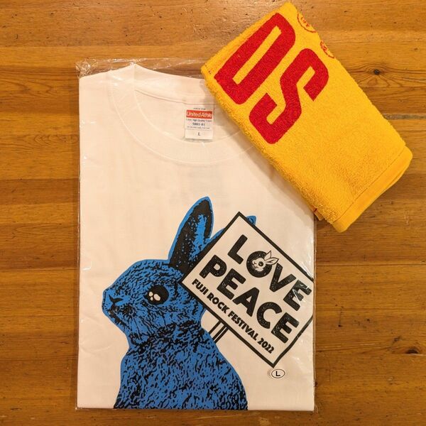 新品 フジロック 22 マッドバニー タワレコ Tシャツ L 青 タオル付き TOWER RECORDS FUJI ROCK