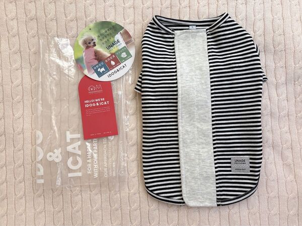 UNAGE ウェルネスウェア背中開きTシャツ ペット服 犬服 ボーダーブラック